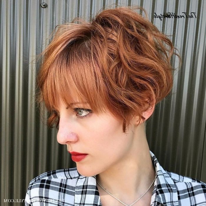 Shaggy Short Wavy Bob Haircut With Bangs – Best Short Wavy Hair With Regarding Preferred Pixie Hairstyless With Wispy Bangs (View 1 of 20)