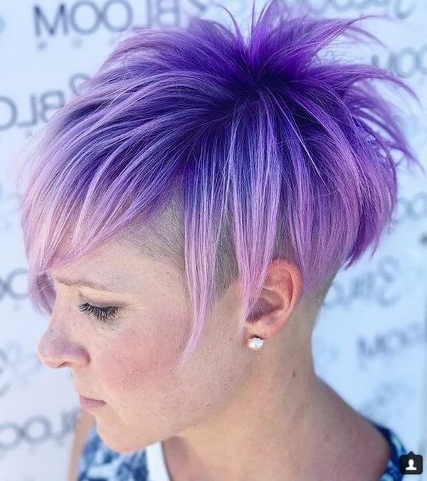 Trendy Plum Pixie Hairstyles Inside Dramatic Layered Pixie Purple Haircut For Older Women (View 8 of 20)
