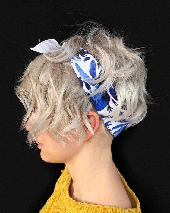 10 Messy Short Hairstyles – Carefree & Casual Trends – Pop Haircuts | Messy  Short Hair, Curly Hair Styles Naturally, Thick Hair Styles In Wavy Pixie Hairstyles With Scarf (View 7 of 20)