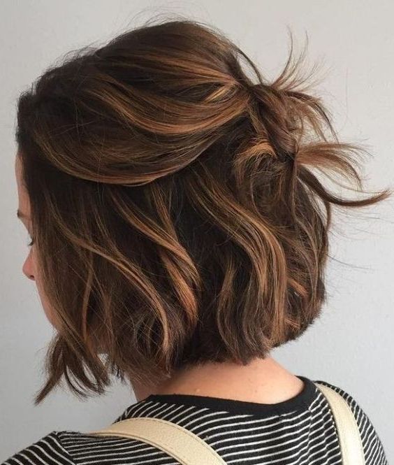 15 Casual Hairstyles For Medium Hair To Try Asap – Styleoholic Within Most Recent Messy Medium Half Up Hairstyles (View 13 of 20)