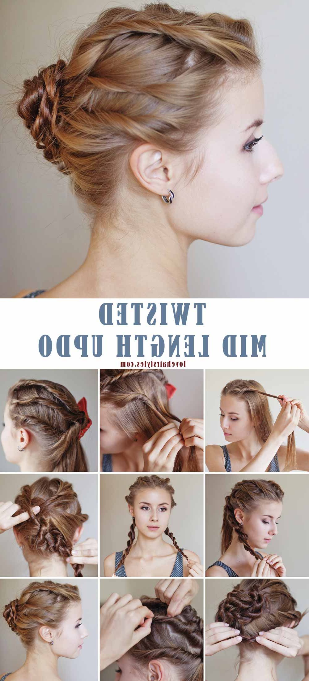 15 Perfectly Easy Hairstyles For Medium Hair – Love Hairstyles Regarding Popular Twisted Buns Hairstyles For Your Medium Hair (View 3 of 20)