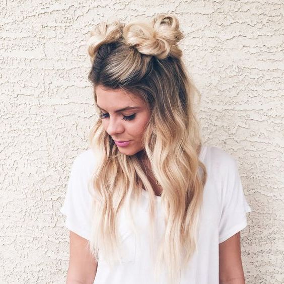 16 Super Cute Space Bun Hairstyles You Can Try This Year – Styles Weekly In Most Recent Layered Medium Length Hairstyles With Space Buns (View 15 of 20)