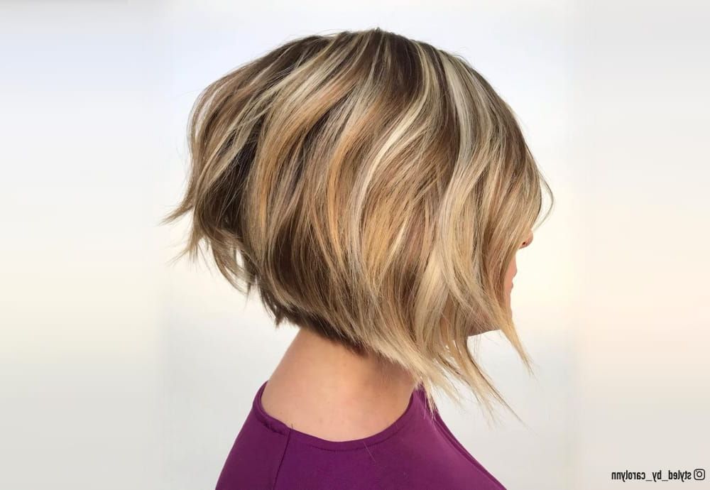 18 Swing Bob Haircuts + Hairstyles Trending Right Now In Most Current Purple Wavy Shoulder Length Bob Haircuts (Gallery 20 of 20)