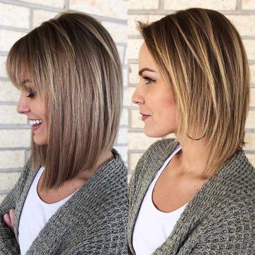 25 Modern Ways To Style A Bob With Bangs | Long Bob Hairstyles Thin, Long  Bob Hairstyles, Bob Haircut With Bangs Pertaining To One Length Bob Hairstyles With Long Bangs (View 2 of 20)
