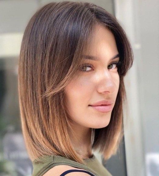 27 Trendy And Chic Long Bobs With Bangs – Styleoholic Inside One Length Bob Hairstyles With Long Bangs (View 17 of 20)