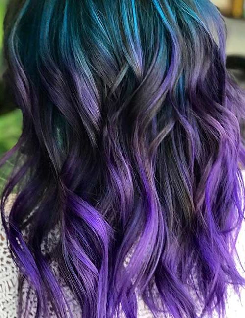 34 Stunning Blue And Purple Hair Colors Pertaining To Edgy Lavender Short Hairstyles With Aqua Tones (View 7 of 20)