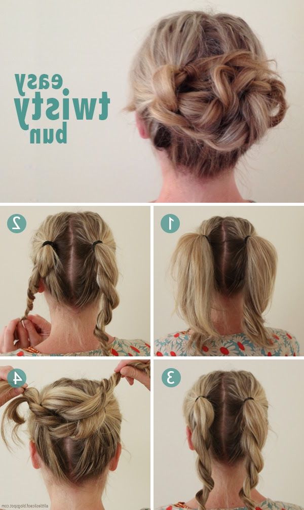 40 Quick And Easy Updos For Medium Hair With Regard To Favorite Twisted Buns Hairstyles For Your Medium Hair (View 14 of 20)