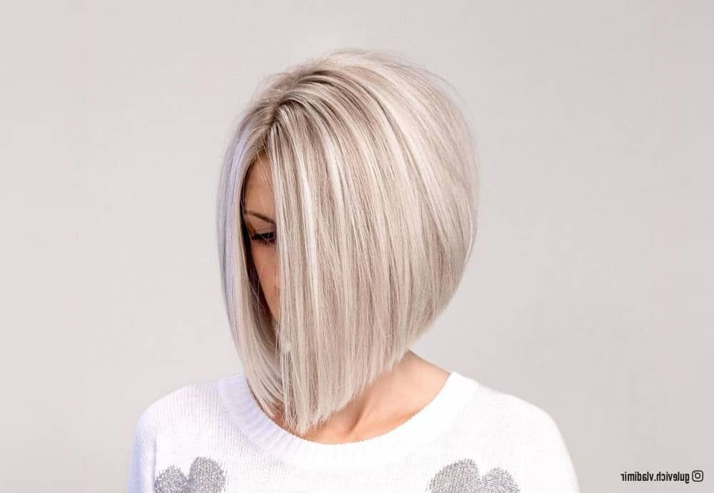 50+ Inverted Bob Haircuts Women Are Getting In 2022 Regarding Famous Icy Blonde Inverted Bob Haircuts (View 7 of 20)