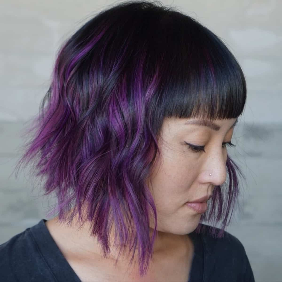 50+ Inverted Bob Haircuts Women Are Getting In 2022 With Regard To Most Recently Released Purple Wavy Shoulder Length Bob Haircuts (View 12 of 20)