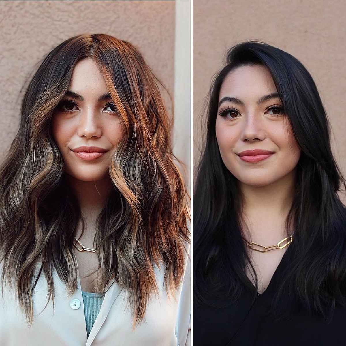 Best And Newest Middle Parted Medium Length Hairstyles Pertaining To 43 Flattering Middle Part Hairstyles Trending Right Now (View 9 of 20)