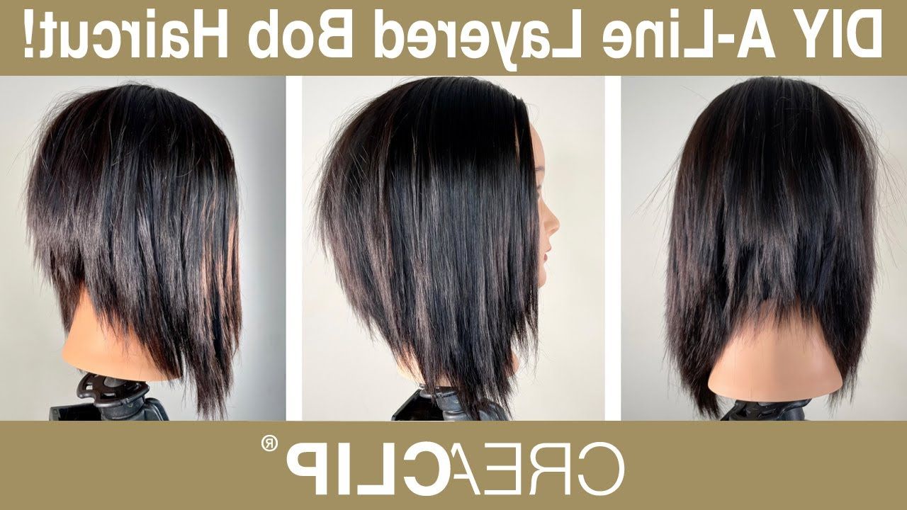 Diy A Line Layered Bob Haircut At Home! – Youtube Throughout Newest A Line Bob Haircuts (View 8 of 20)