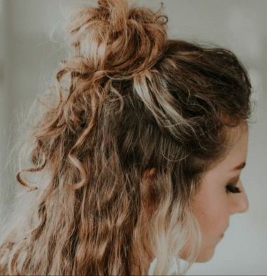 Favorite Medium Length Wavy Hairstyles With Top Knot Regarding 35 Best Half Up Bun Hairstyles That Don't Look Messy (View 20 of 20)