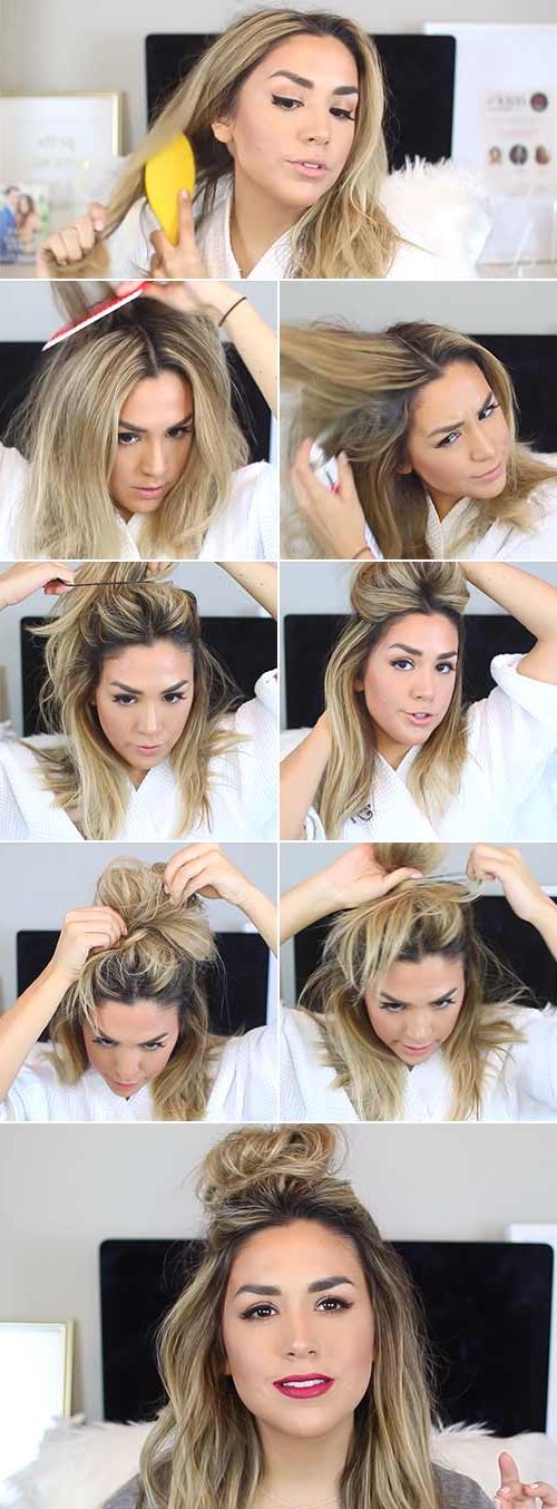 How To Do A Top Knot – 10 Effortless Diy Top Knot Tutorials With Regard To Most Popular Medium Length Hairstyles With Top Knot (Gallery 19 of 20)