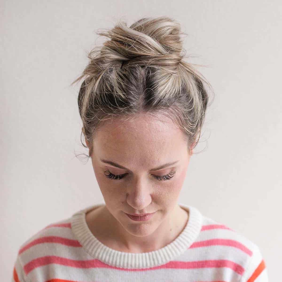 How To Style A Top Knot – A Beautiful Mess Inside Popular Medium Length Hairstyles With Top Knot (View 7 of 20)
