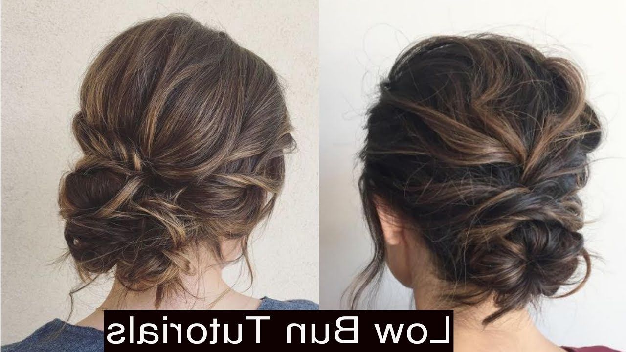 How To Style Cute Low Messy Bun Updo Hairstyles – Youtube Regarding 2018 Updos Hairstyles Low Bun Haircuts (View 10 of 20)