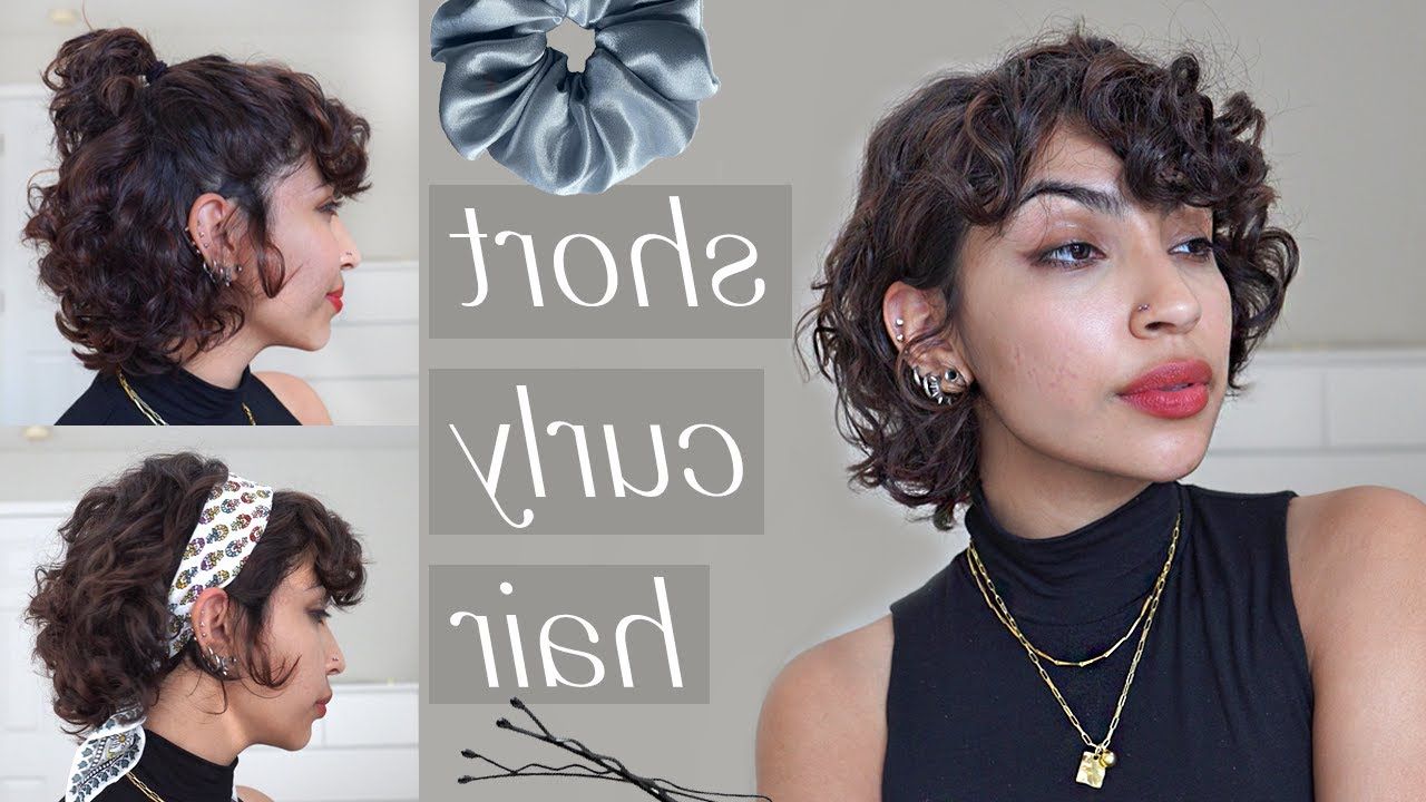 How To Style Short Curly Hair! – Youtube With Wavy Pixie Hairstyles With Scarf (View 16 of 20)