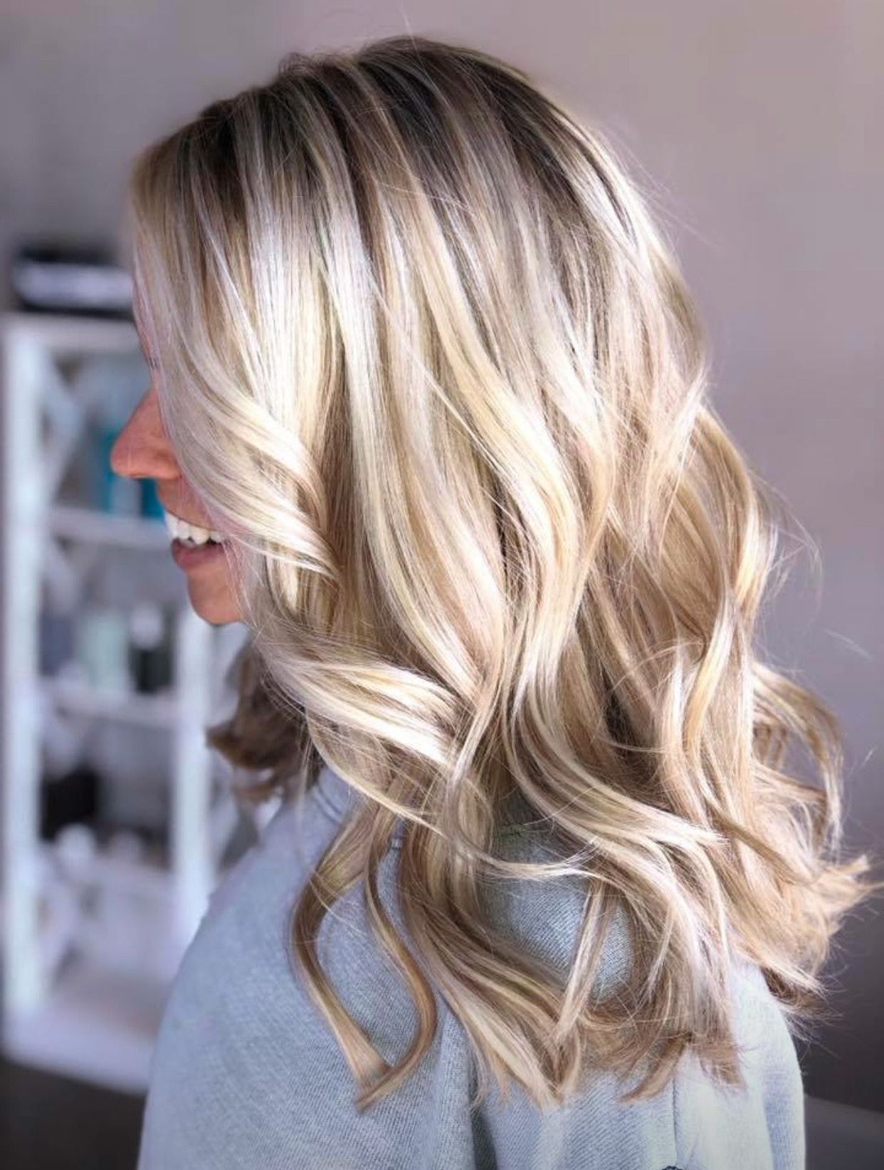 Icy Blonde Highlights. Blonde Hair. Beach Waves. Highlights And Lowlights (View 4 of 20)