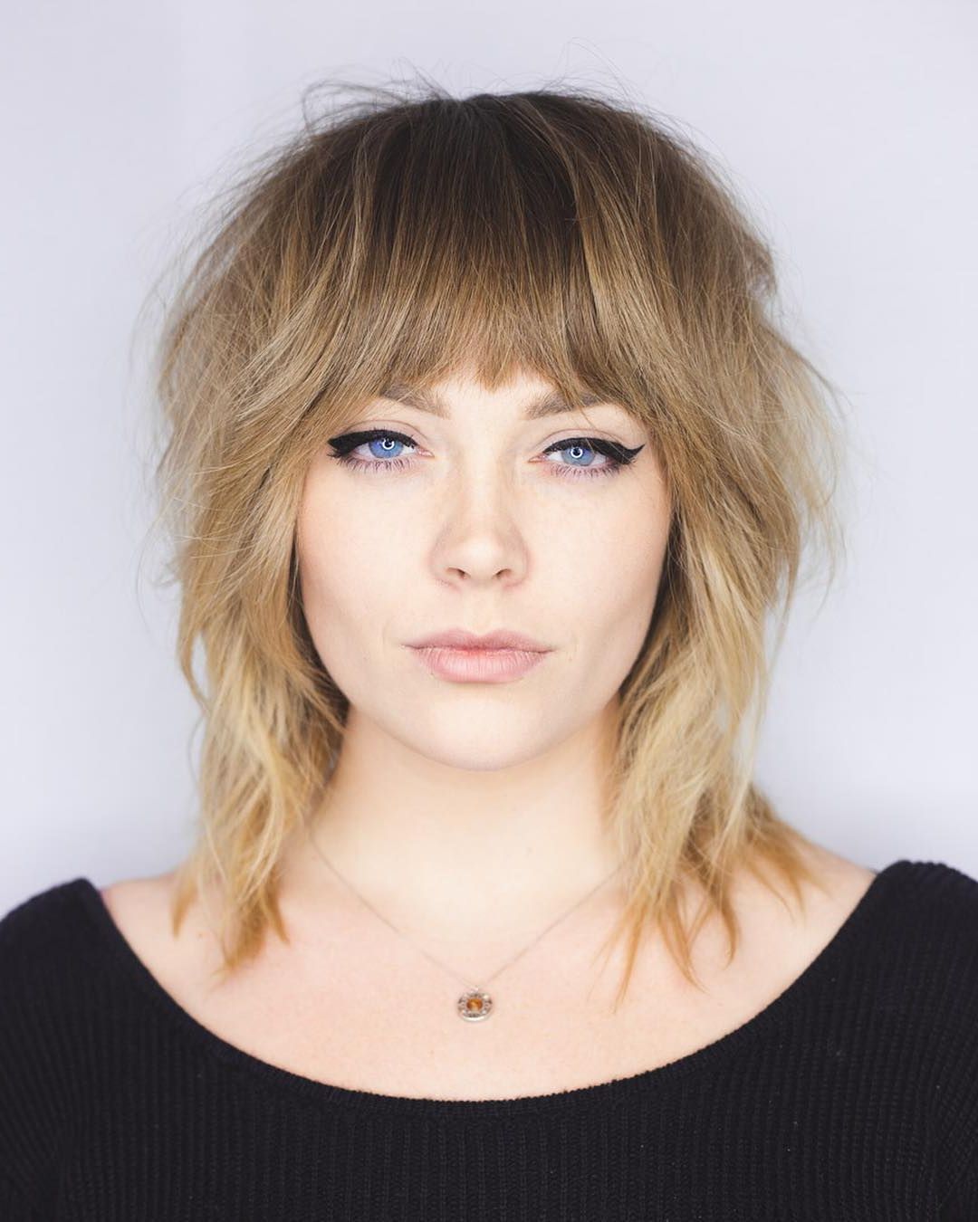 Latest Medium Length Haircuts With Arched Bangs Within 25 Latest Medium Length Hairstyles With Bangs For  (View 10 of 20)