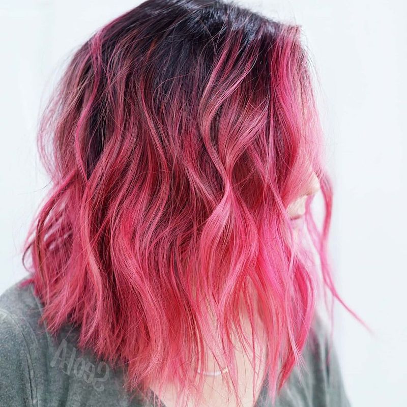 Latest Pink Balayage Haircuts For Wavy Lob Within 28 Stunning Examples Of Pink Ombré Hair (View 15 of 20)