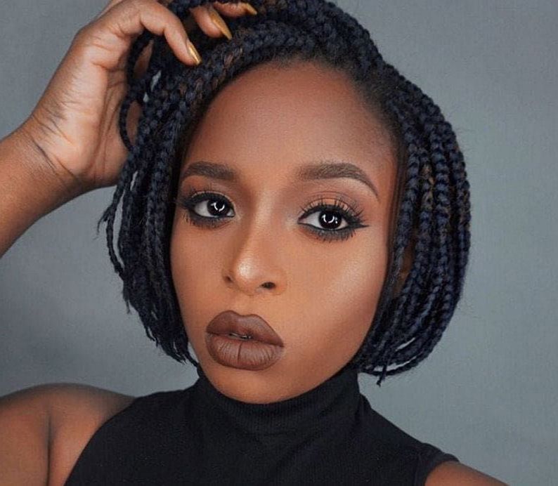 Looking For Short Box Braids Hairstyles? These Female Trendsetters With  Short Box Braids Will Con… | Short Box Braids Hairstyles, Short Box Braids, Short  Bob Braids Regarding Braided Bob Short Hairstyles (View 1 of 20)