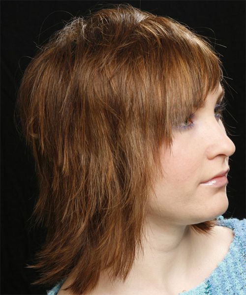 Medium Straight Light Chestnut Brunette Hairstyle In Latest Straight Mid Length Chestnut Hairstyles With Long Bangs (View 15 of 20)