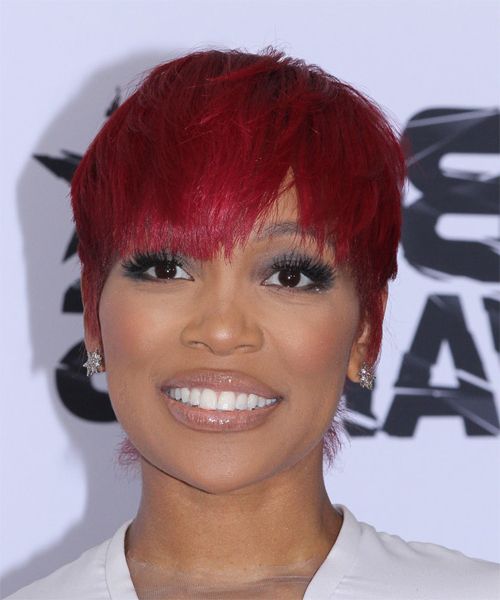 Monica Brown Layered Bright Red Pixie Cut With Razor Cut Bangs Pertaining To Bright Bang Pixie Hairstyles (View 3 of 20)