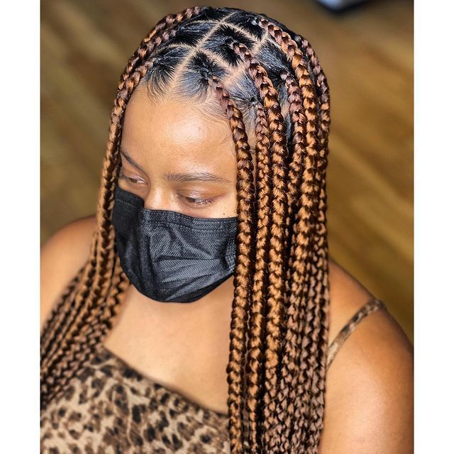 [%most Popular Big Braids Hairstyles For Medium Length Hair In 33 Jumbo Box Braids [large W/ Knot & Knotless] | Goddess Braids Hairstyles,  Short Box Braids Hairstyles, Quick Braided Hairstyles|33 Jumbo Box Braids [large W/ Knot & Knotless] | Goddess Braids Hairstyles,  Short Box Braids Hairstyles, Quick Braided Hairstyles Within 2017 Big Braids Hairstyles For Medium Length Hair%] (View 12 of 20)