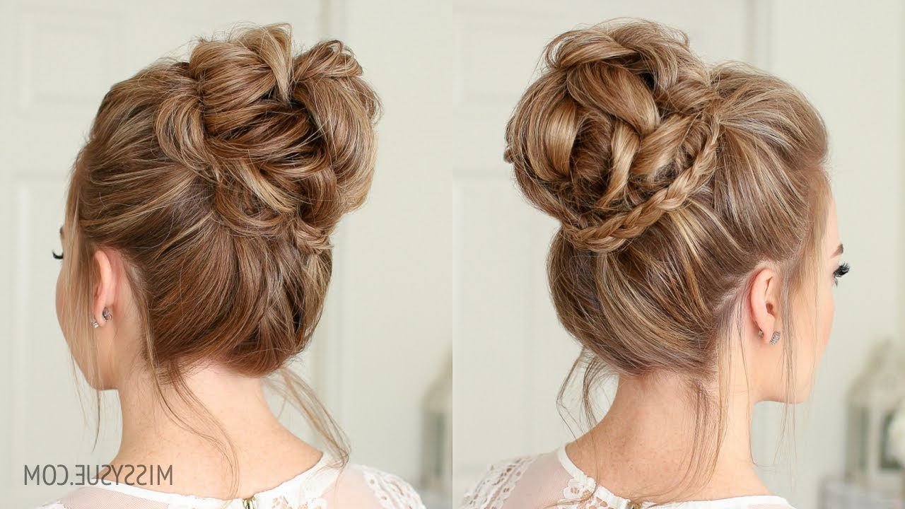 Most Recently Released High Bun Hairstyles Inside Mini Braid Wrapped High Bun (View 13 of 20)