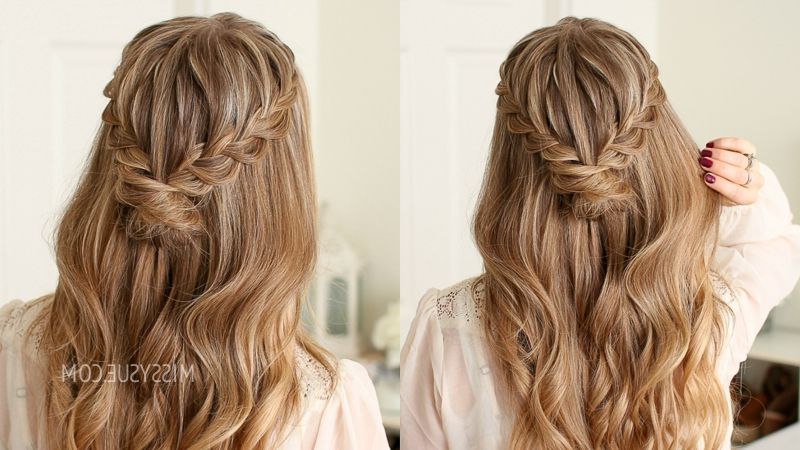 Most Up To Date Braided Half Up Hairstyles For A Cute Look Inside Half Up Lace Braid Mini Bun (View 2 of 20)