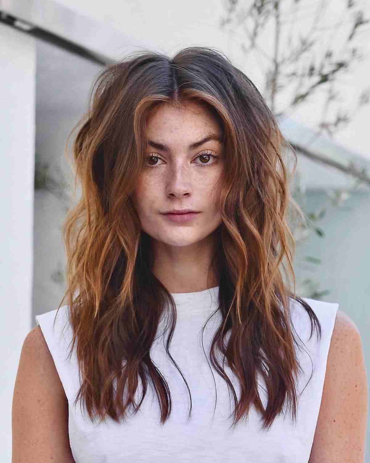 Most Up To Date Wavy Medium Hairstyles With Middle Part Throughout 41 Chic Medium Length Wavy Hairstyles In  (View 2 of 20)