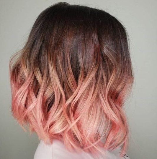 Peach Ombre Wavy Bob | Short Ombre Hair, Short Hair Color, Short Hair  Balayage Pertaining To Peach Wavy Stacked Hairstyles For Short Hair (View 4 of 20)