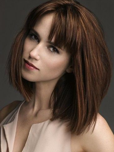Pin On Beauty In Most Recent Blunt Lob Haircuts With Straight Bangs (View 16 of 20)