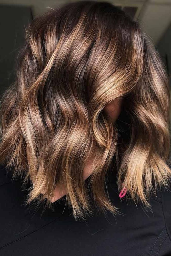 Pin On Self Care In 2017 Wavy Lob Haircuts With Caramel Highlights (View 16 of 20)