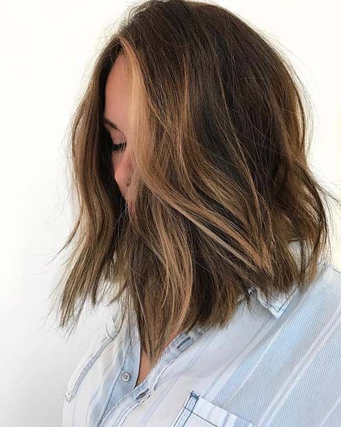 Pin On Stayglam Hairstyles Pertaining To Current Brightened Brunette Messy Lob Haircuts (View 4 of 20)