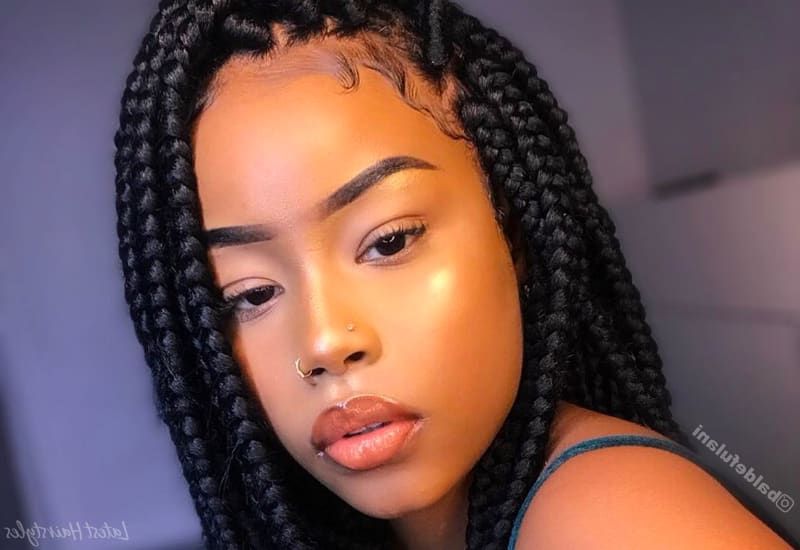Popular Big Braids Hairstyles For Medium Length Hair For 18 Hottest Jumbo Box Braids Hairstyles To Inspire You (View 2 of 20)
