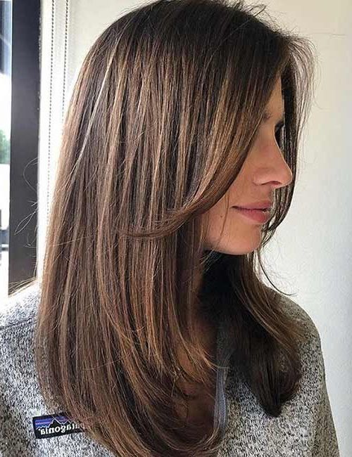 Popular Straight Mid Length Chestnut Hairstyles With Long Bangs Pertaining To 50 Best Medium Length Haircuts For Thick Hair To Try In  (View 1 of 20)