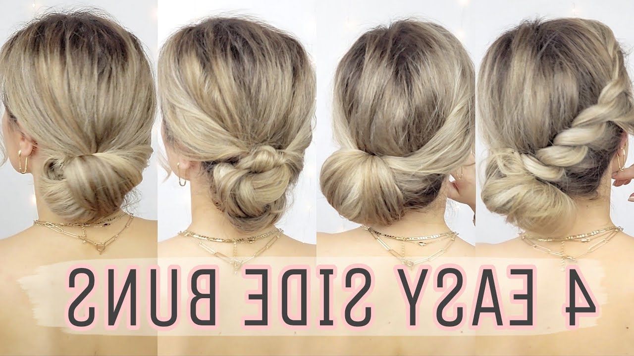 Recent Twisted Buns Hairstyles For Your Medium Hair Regarding 4 Easy Elegant Side Bun Hairstyles 💗 Medium And Long Hairstyles – Youtube (View 16 of 20)