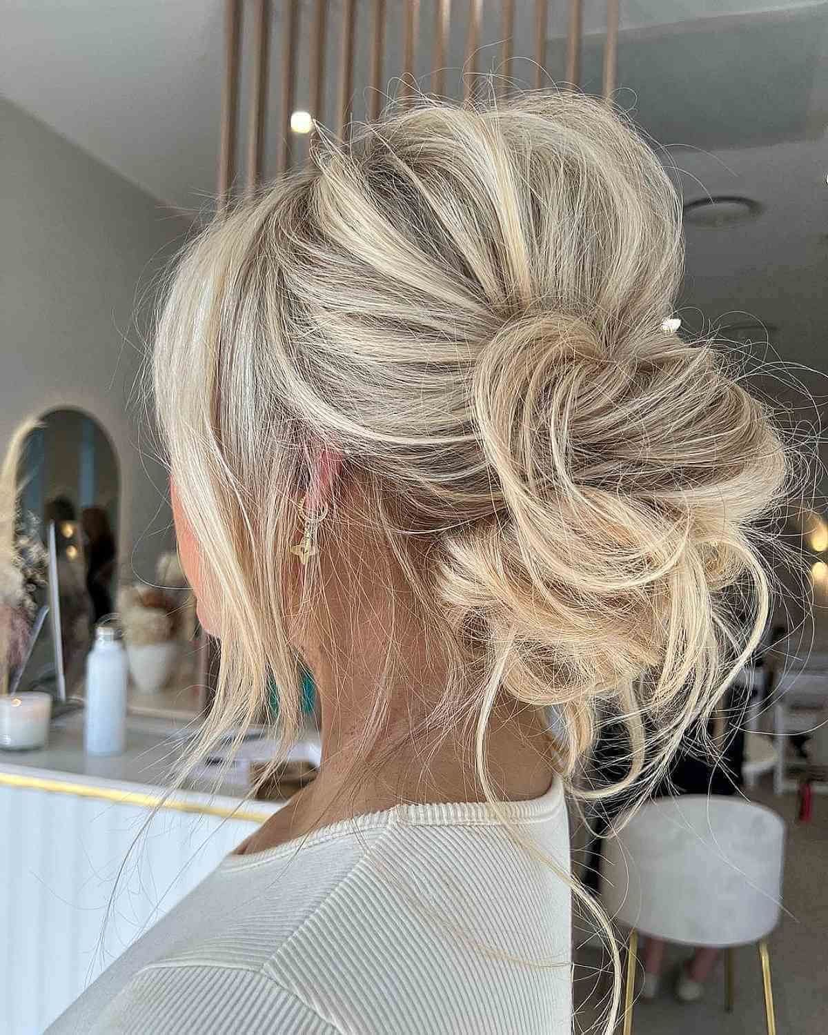 Well Known Messy Medium Half Up Hairstyles Throughout 25 Easy & Cute Updos For Medium Hair (View 5 of 20)
