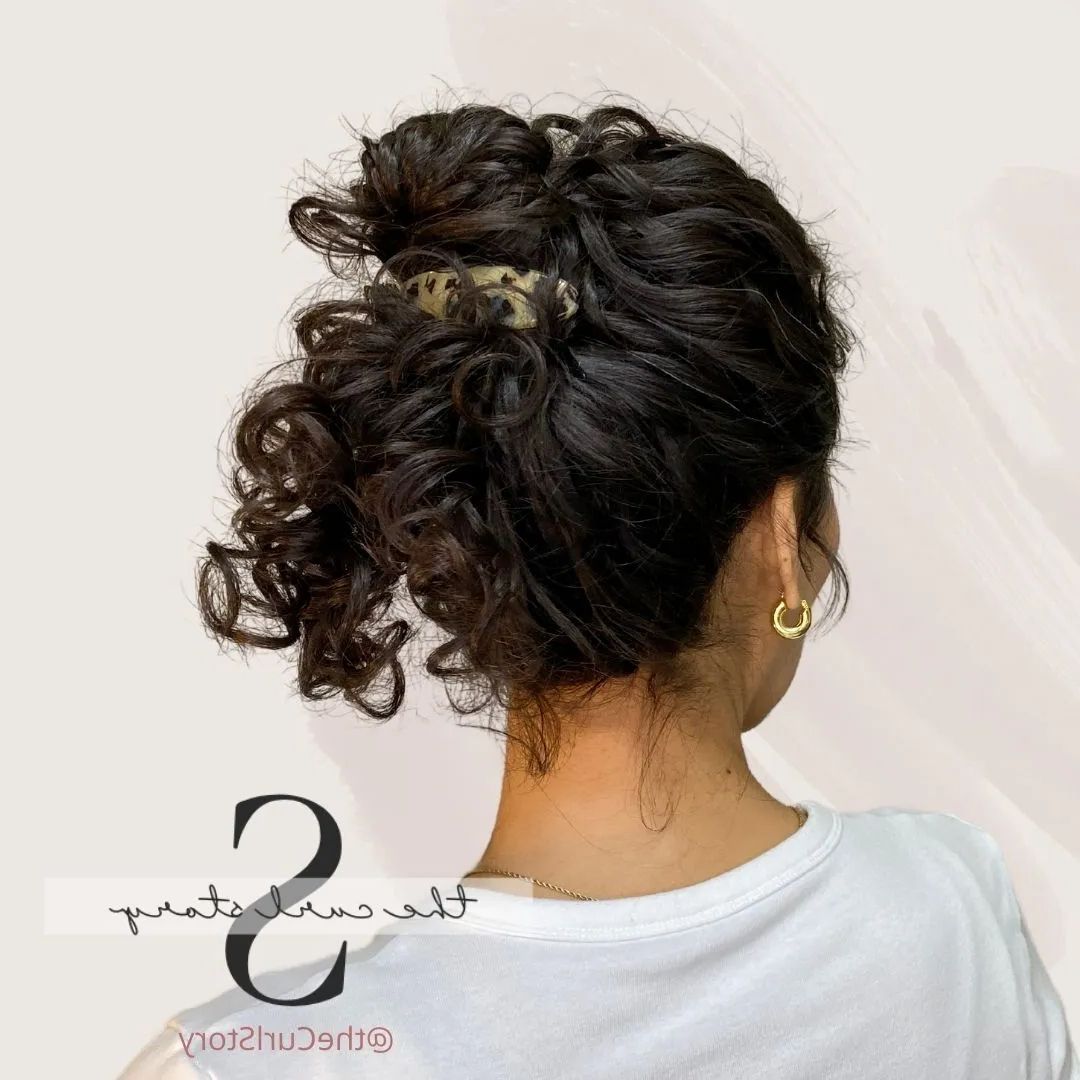 2 Surprisingly Easy Hair Clip Updos For Curly Hair • The Curl Story Inside Trendy High Updo For Long Hair With Hair Pins (Gallery 13 of 15)