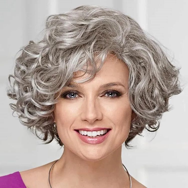 2017 Curly Bangs Hairstyle For Women Over 50 Inside Naturally Curly Hair Over 50: The Trendiest Looks For Short Hair! (View 13 of 15)