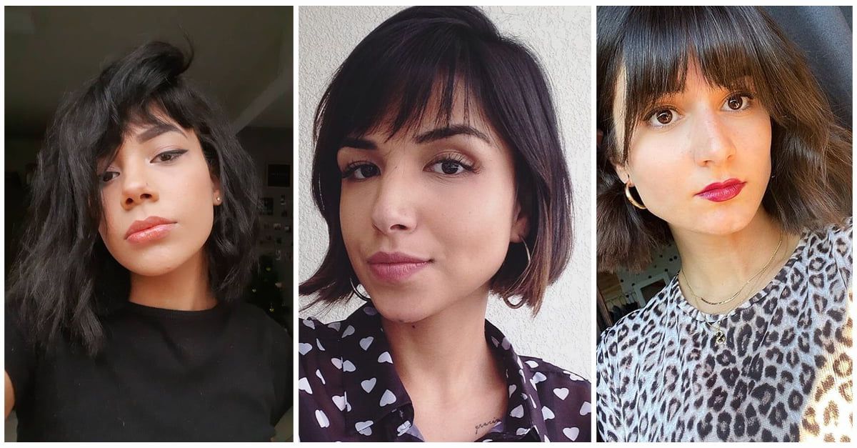 2018 Edgy Blunt Bangs For Shoulder Length Waves Throughout 50+ Ways To Wear Short Hair With Bangs For A Fresh Look In  (View 12 of 15)