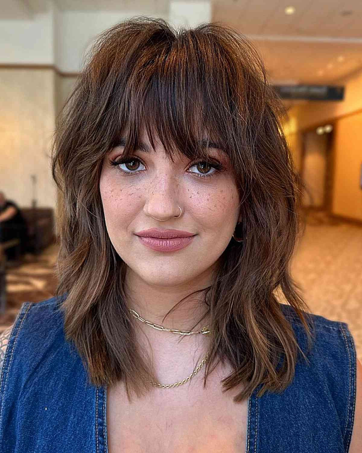 2018 Shaggy Mid Length Hair With Massive Bangs Throughout 90 Chic Medium Shag Haircuts With Bangs For An On Trend Style (Gallery 7 of 15)