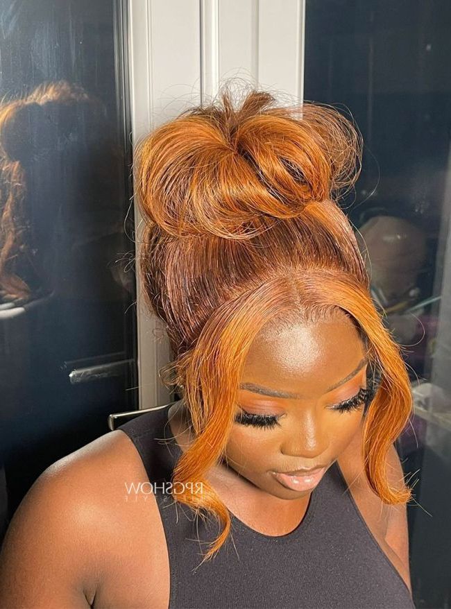 2020 Two Tone Messy Bob In Ginger Brown Two Tone Mid Length Layered Bob Lace Front Wig –  Modernbeauty005 (Gallery 15 of 20)