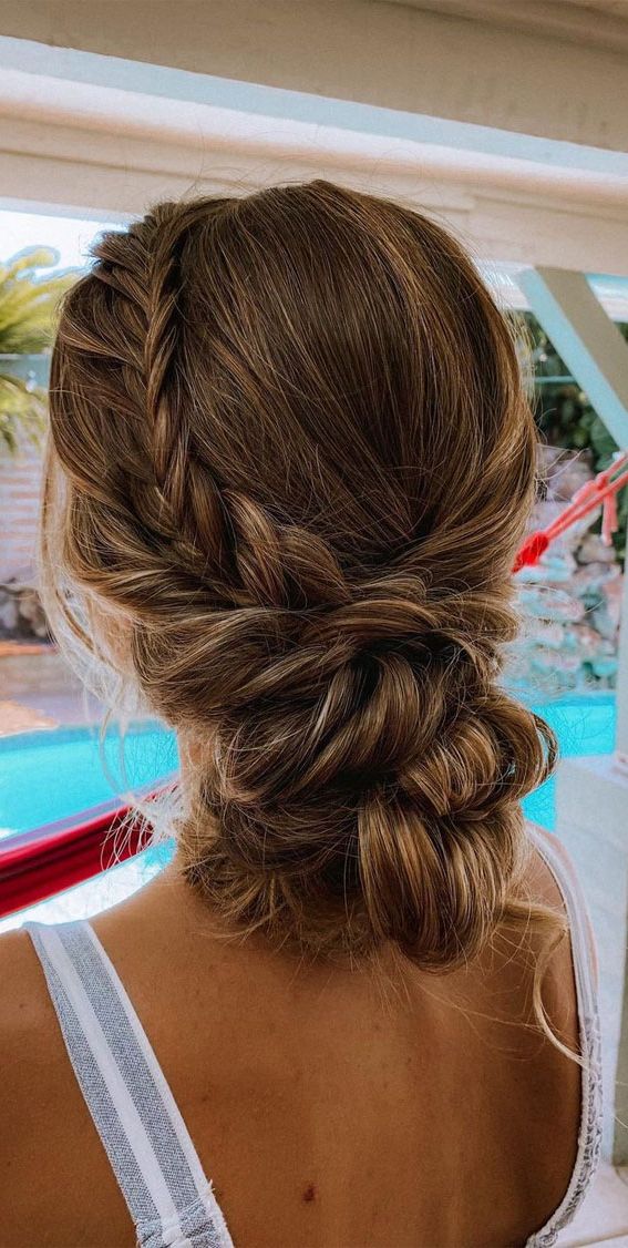 30 Glamorous Braids To Make A Statement On Your Big Day : Braided Undone  Low Updo Regarding Well Liked Undone Side Braid And Bun Upstyle (View 13 of 15)