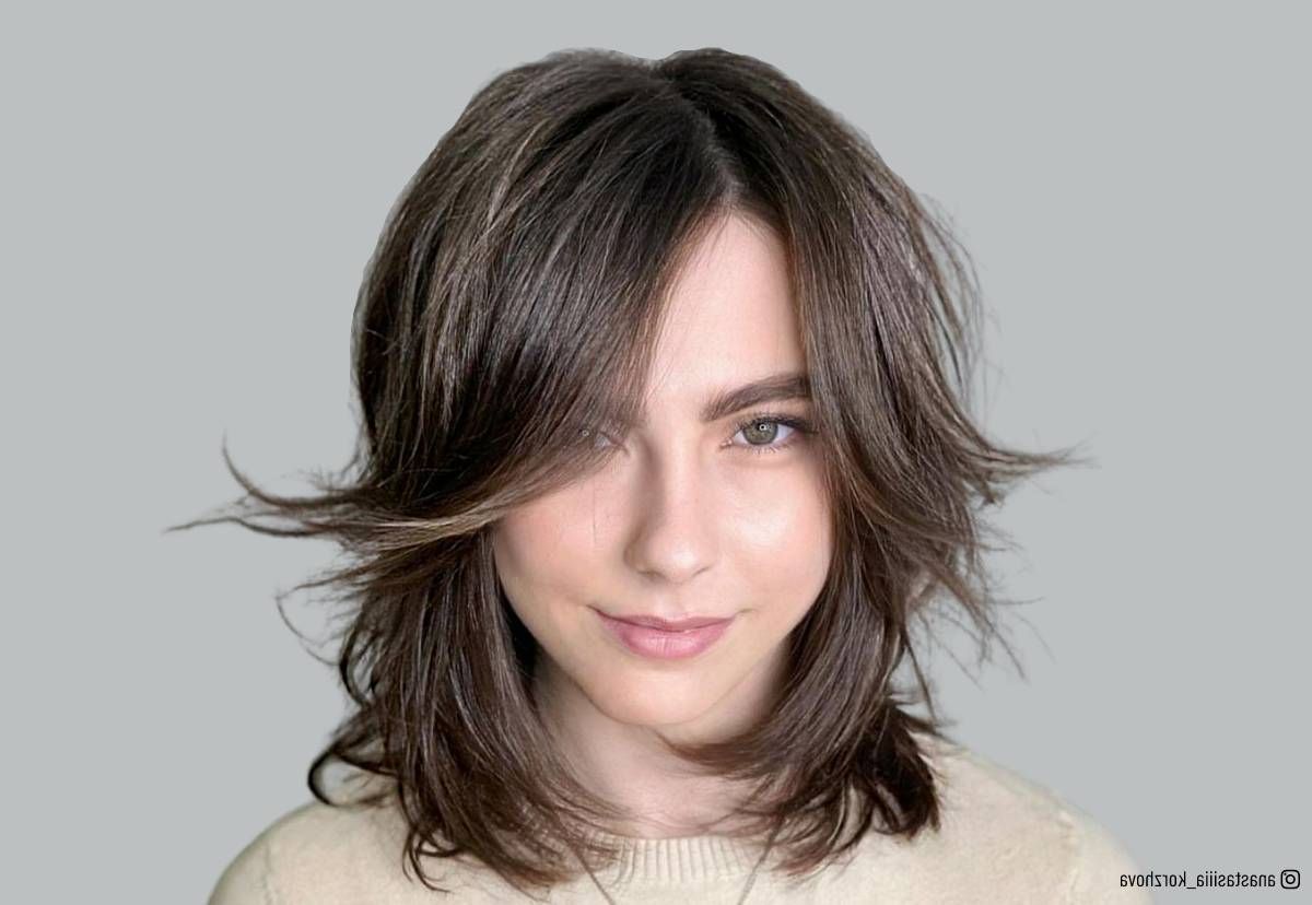 35 Coolest Shoulder Length Hair With Curtain Bangs You've Gotta See With Most Current Shoulder Length Shag With Curtain Bangs (Gallery 12 of 15)