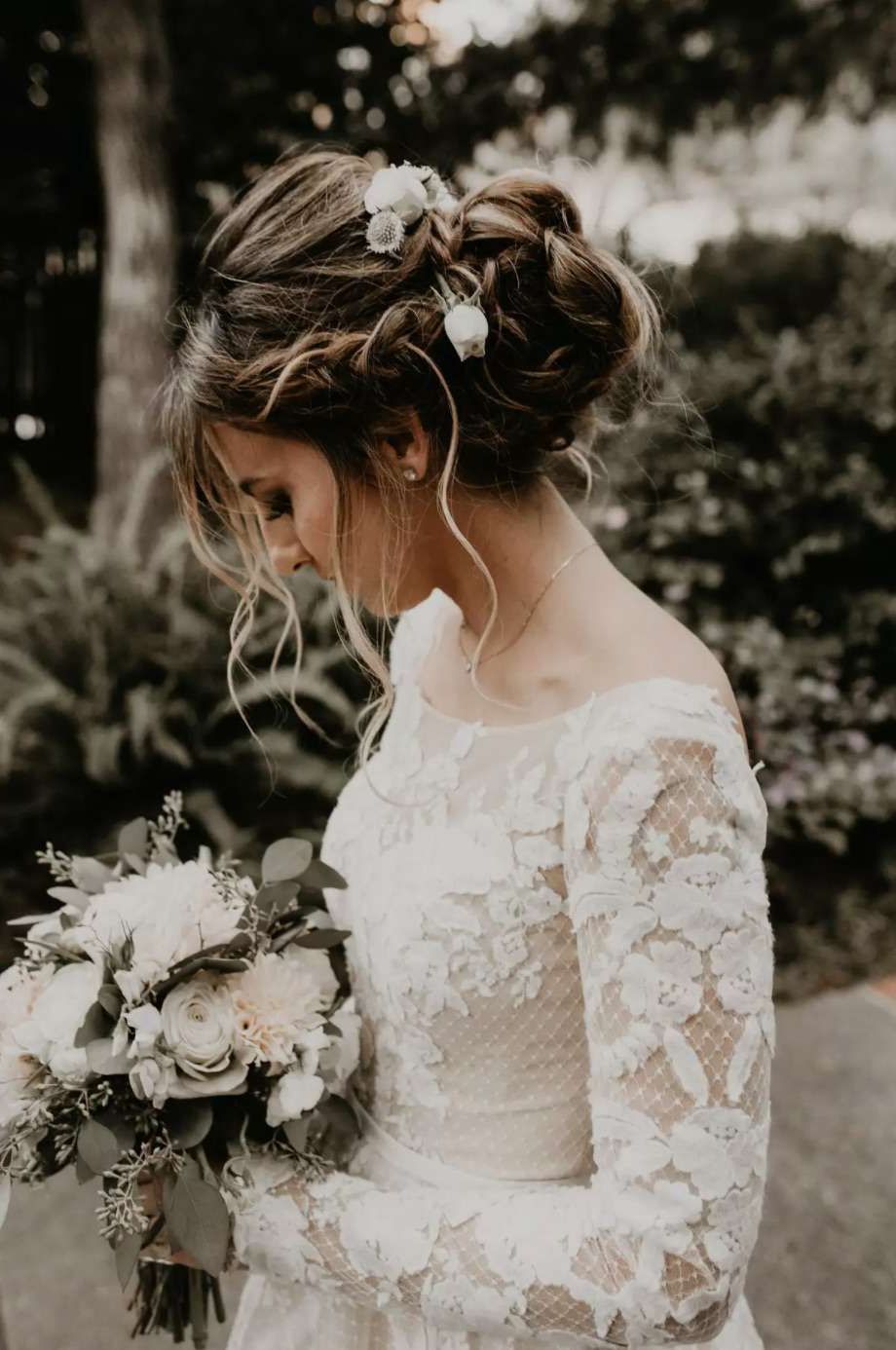 35 Wedding Updos Perfect For Long Hair In Famous Low Flower Bun For Long Hair (Gallery 14 of 15)