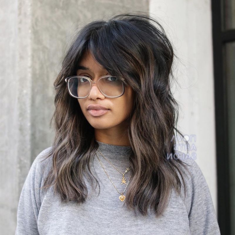 38 Stunning Ways To Rock Curly Hair With Bangs Intended For 2017 Tousled Shoulder Length Layered Hair With Bangs (View 10 of 15)