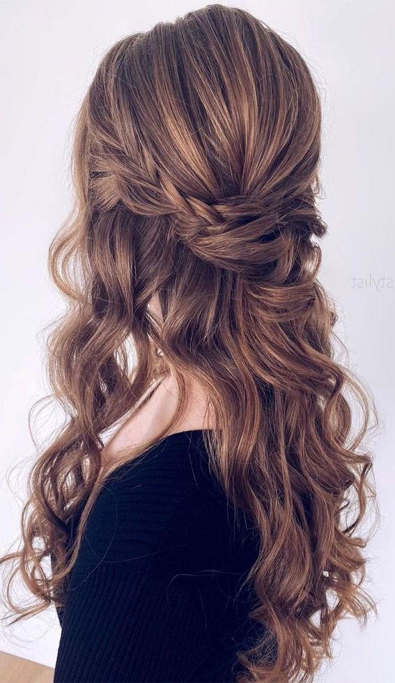 40 Best Prom Hairstyles For 2023 : Loose Braid Half Up Regarding Newest Loose Updo For Long Brown Hair (View 15 of 15)
