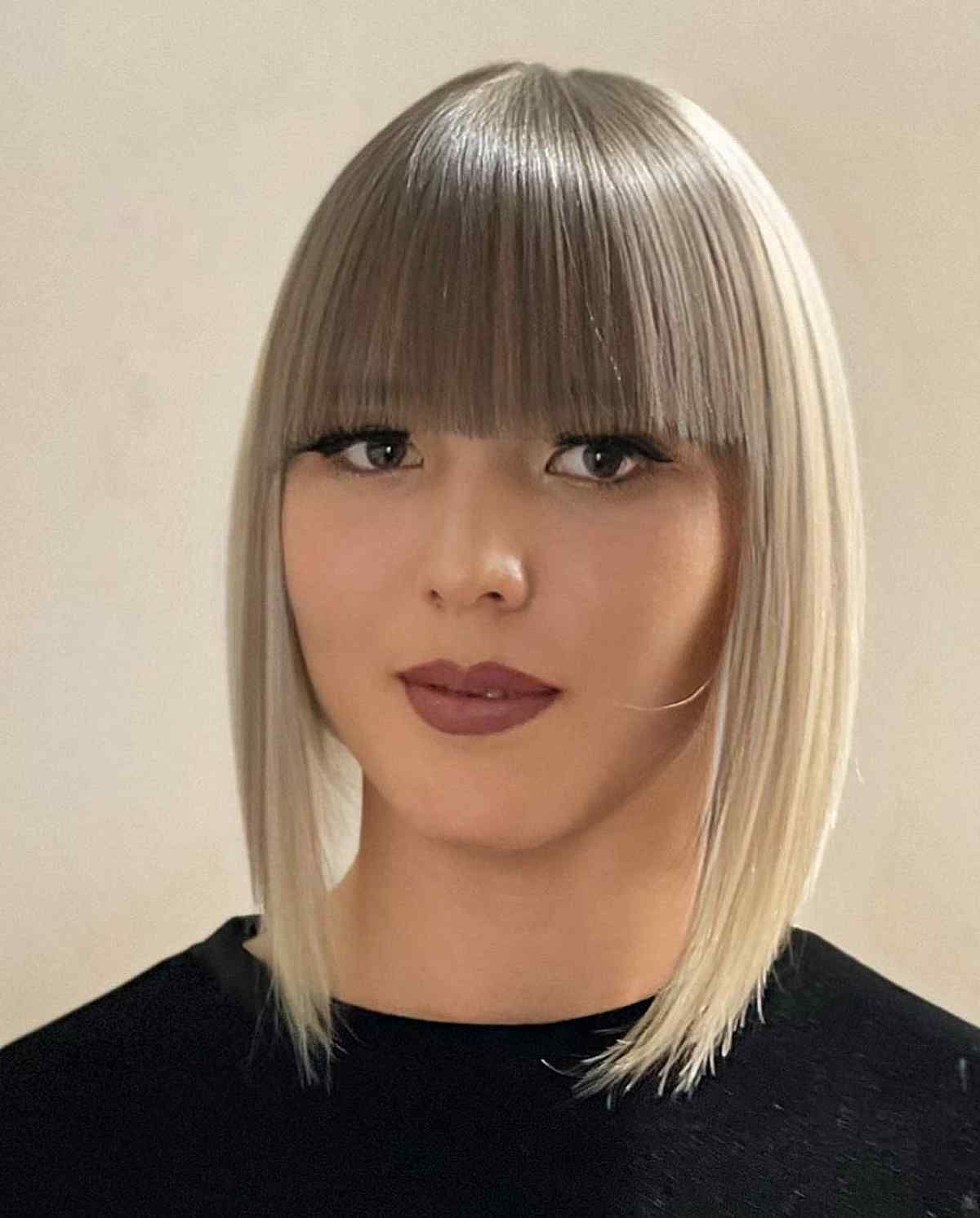 42 Trendiest Long Bob With Bangs + What To Consider Before Getting This With Regard To Fashionable Medium Bob With Long Parted Bangs (Gallery 2 of 20)