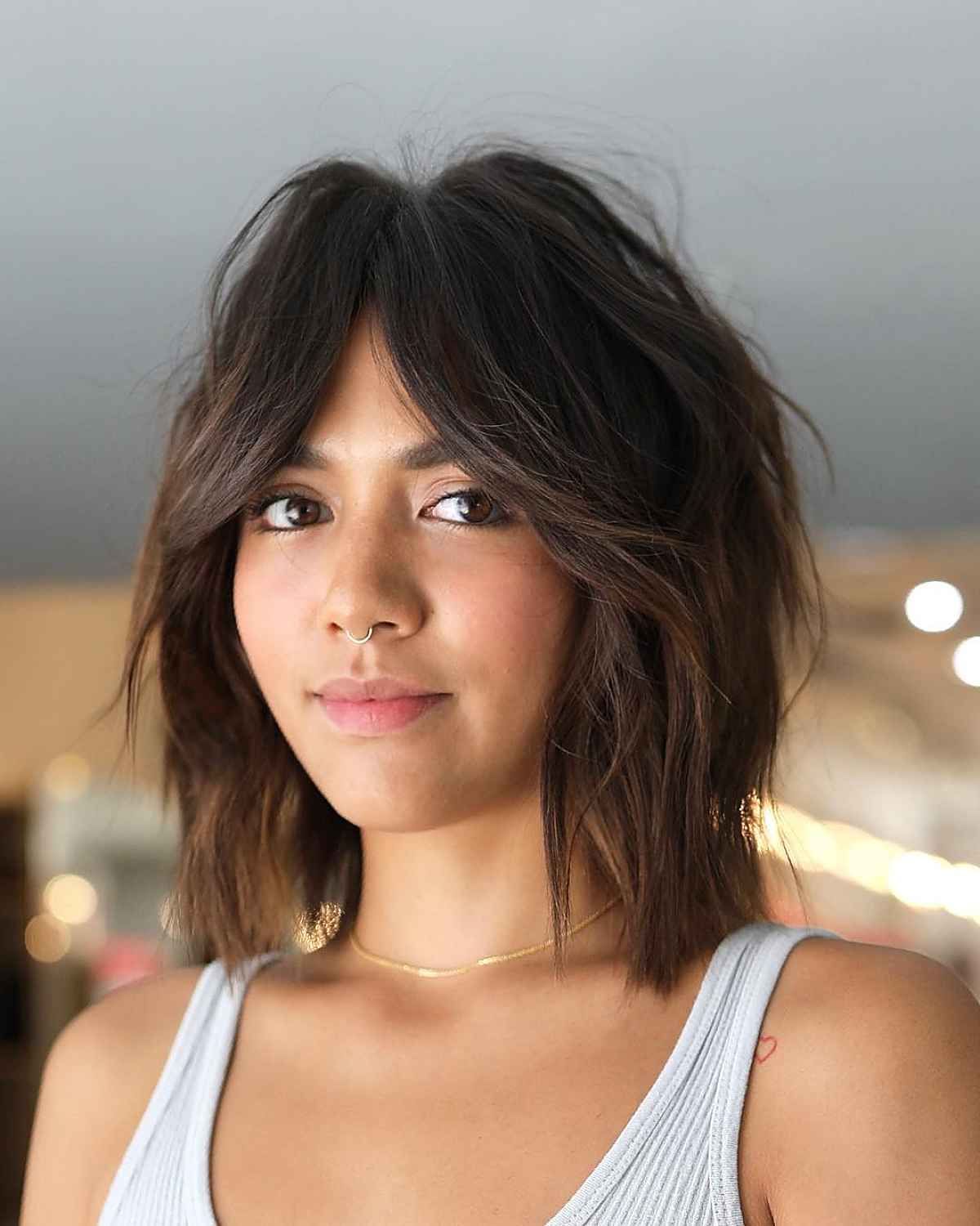 42 Trendiest Long Bob With Bangs + What To Consider Before Getting This Within Most Recent Lob With Face Framing Bangs (View 9 of 20)